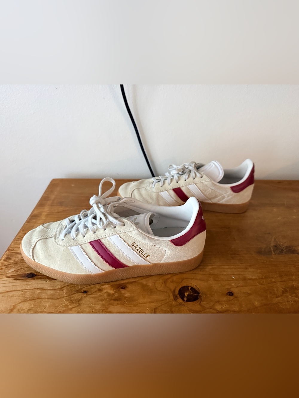 adidas Gazelle Cream and Red Suede Low-Top Sneakers